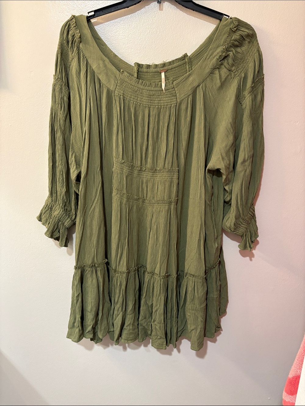 Free People Olive Green Peasant Blouse